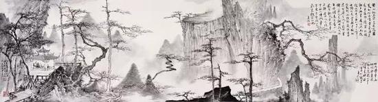 《黄山松石写生》  57x210cm