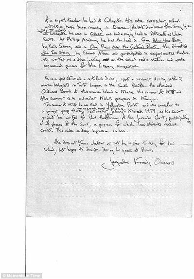 看肯尼迪夫人如何教子?杰奎琳写给布朗大学的信将拍卖