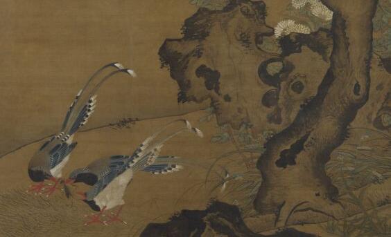 中国古画欣赏之《桂菊山禽图》