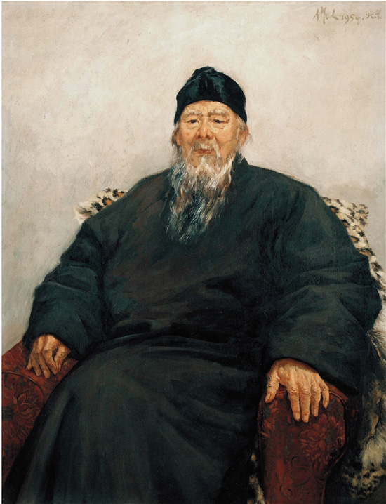 吴作人 画家齐白石像 113×86cm 油画 1954年 中国美术馆藏