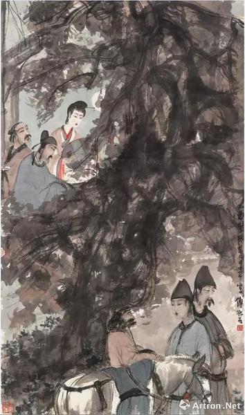 傅抱石《琵琶行》立轴镜框 设色纸本 113 x 66 cm 1945年(拍品)