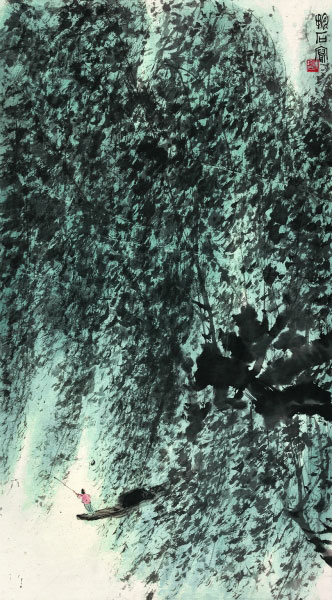 杨柳青青渡水人（国画） 傅抱石（诚轩供图）