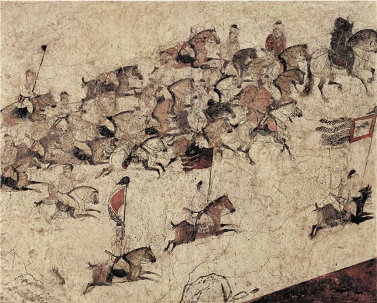 狩猎出行图(局部一) 章怀太子墓 现藏于陕西历史博物馆 收录于《中国古代壁画·唐代》