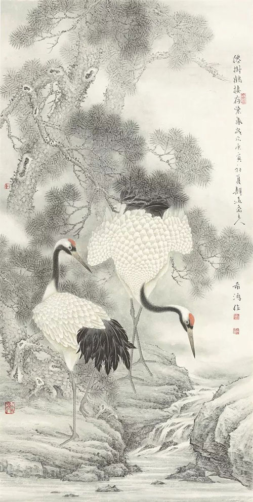 董希源作品《仙树鹤栖存紫气 》