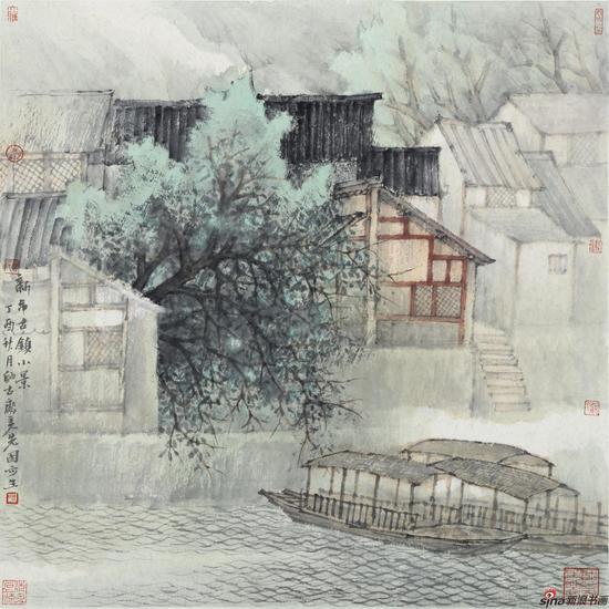 《新市古镇小景》50cmx50cm2017年