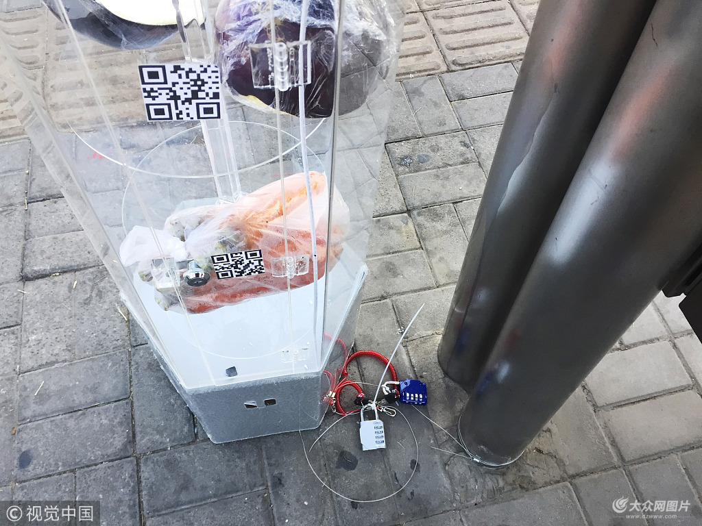 北京现“共享大脑” 蔬菜、包包、书等物品陈列共享