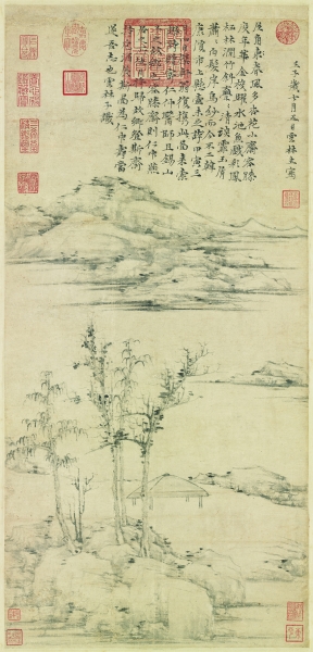   容膝斋图（国画） 元 倪瓒 台北故宫博物院藏