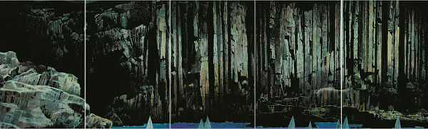 黄孝逵? 海岸? 纸本设色? 120cm×400cm? 2015 年