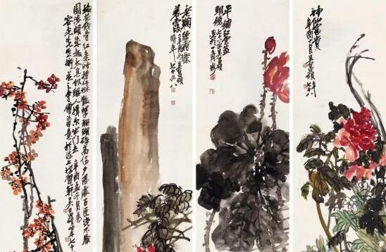 敬华2018春拍：吴昌硕《四季花卉》1150万元成交