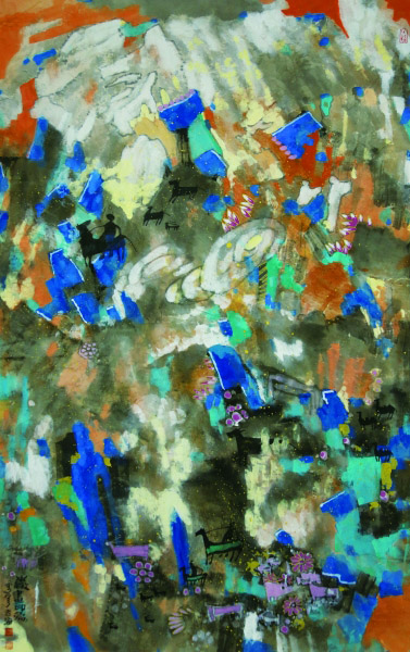 岩画印象（国画） 145×85厘米 2018年 老海