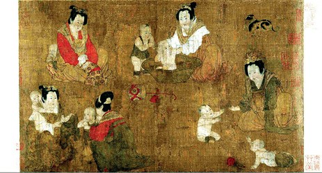唐&middot;周昉《戏婴图》