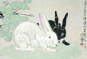 徐悲鸿《双兔》