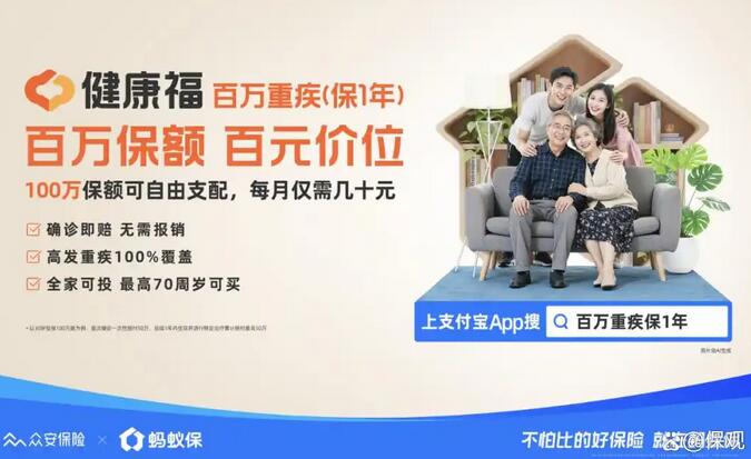 70岁也可投保！众安健康福百万重疾险覆盖多年龄段，创新分段赔付方式